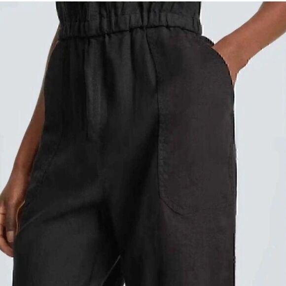 NWT Everlane 100% Linen The Shoestring Apron Jumpsuit Black XS - Picture 2 of 3